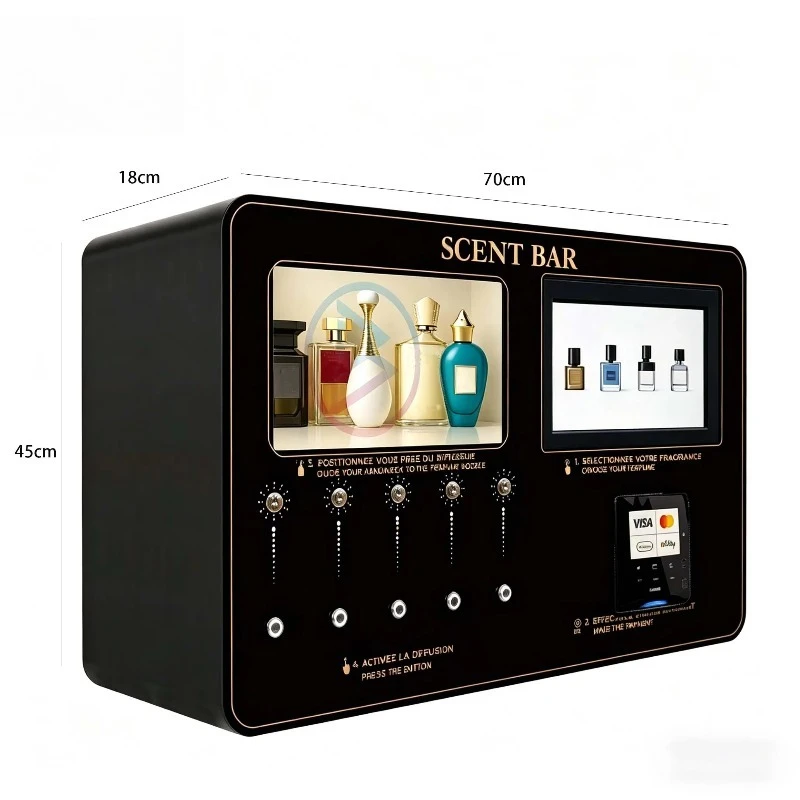 Custom Wall Mount Oil Perfume Spraying Vending Machine Multi Payment Credit Card Cash QR Code Self Service Fragrance Dispenser