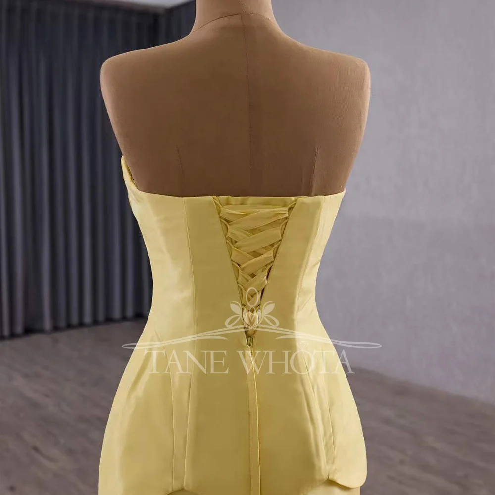 Luxury Yellow Sweetheart Sleeveless Evening Dress 3D Flower Lace-Up Back Sexy Sheath Gown Customizable Fit For Women