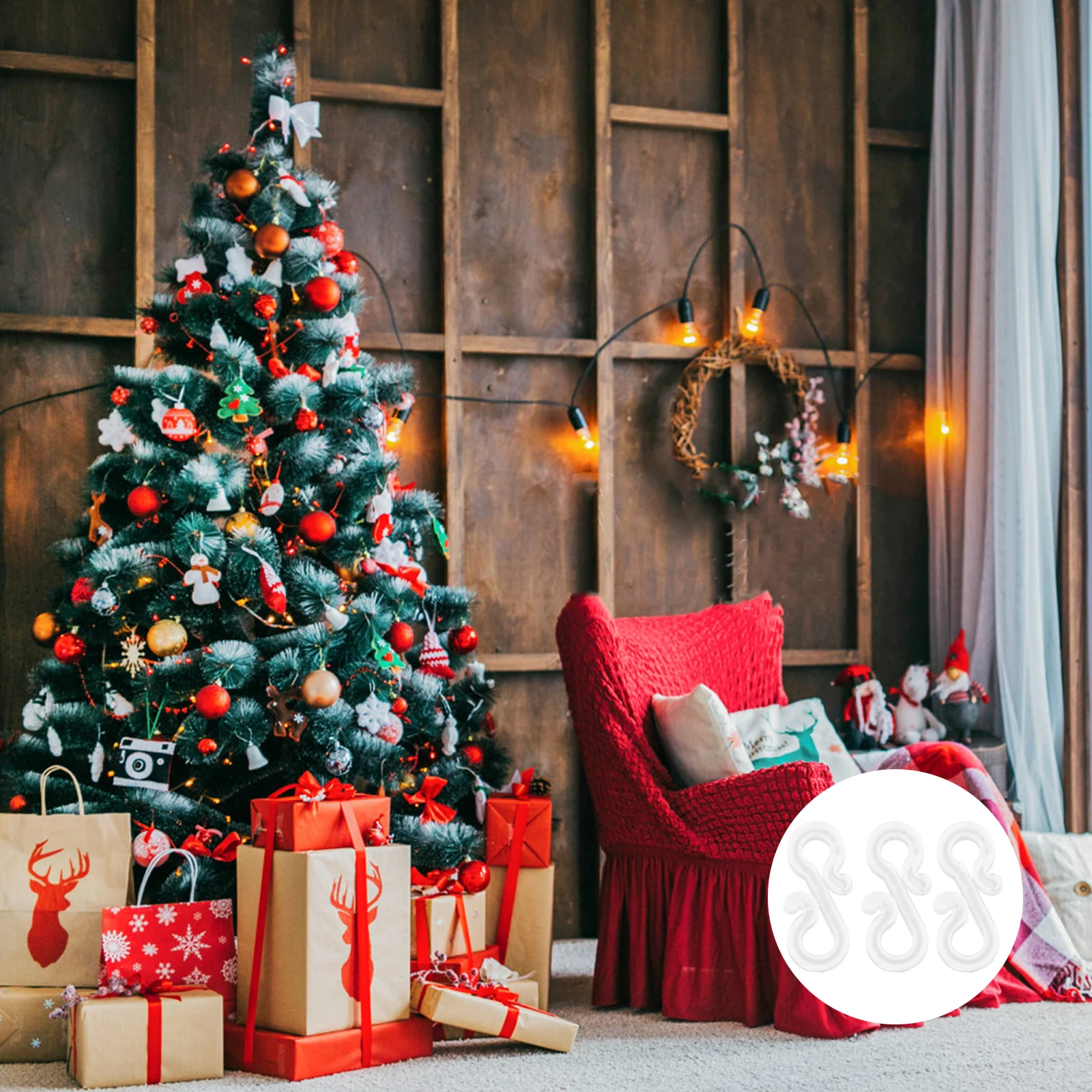 

48Pcs Gutter Hooks for C7 C9 Christmas Decorative Lights Easy to Install and Position Precisely Gutter Hooks Fairy Light Hook