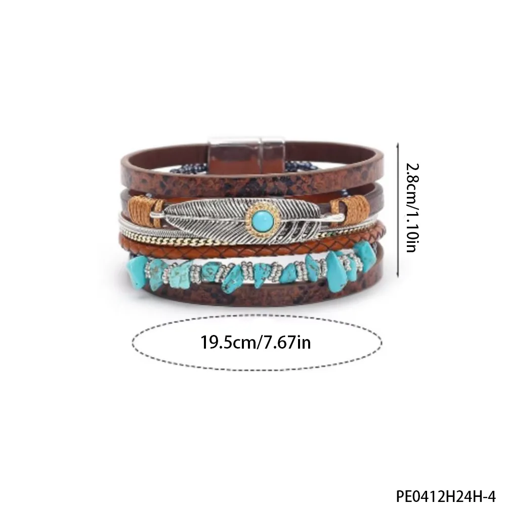 سوار جلد بني متعدد الطبقات من PESENAR، طراز الدنيم القديم، يضيف إكسسوارًا فريدًا على الطراز الغربي