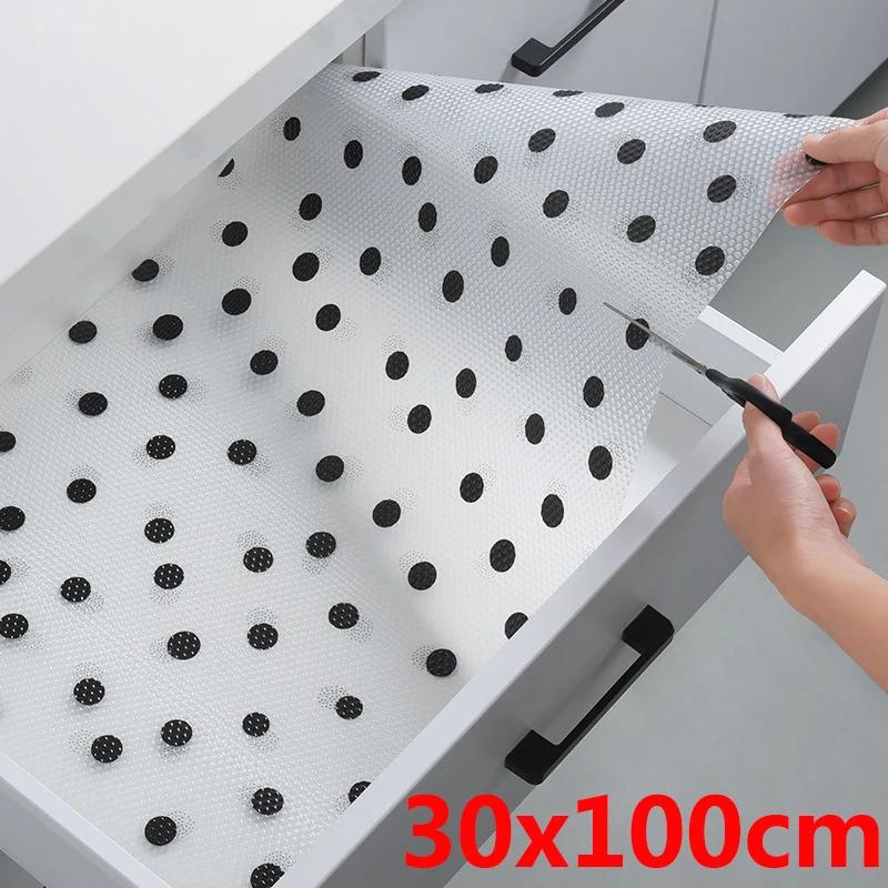 30x100CM Dot Drawer Mat Oil-proof Non Slip Waterproof Cabinet Mat Translucent EVA Shoe Moisture-proof Shelf Liners Home Supplies