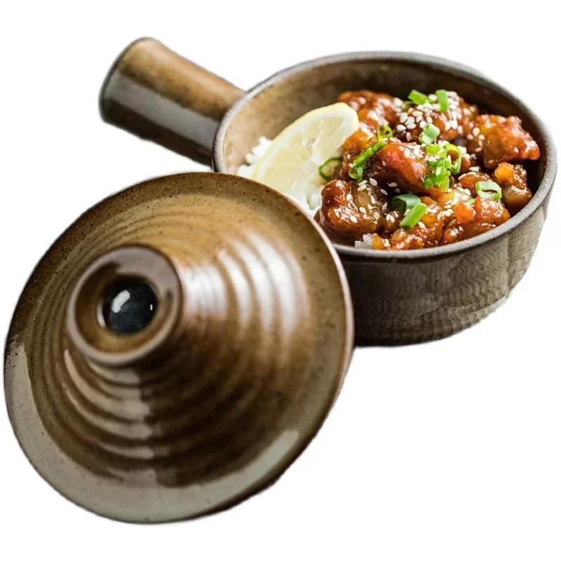 350ml Chaoshan Chaozhou Casserole Rice Noodle Casserole Porridge Ceramic Pottery Pot With Handle Clay Pot Japanese