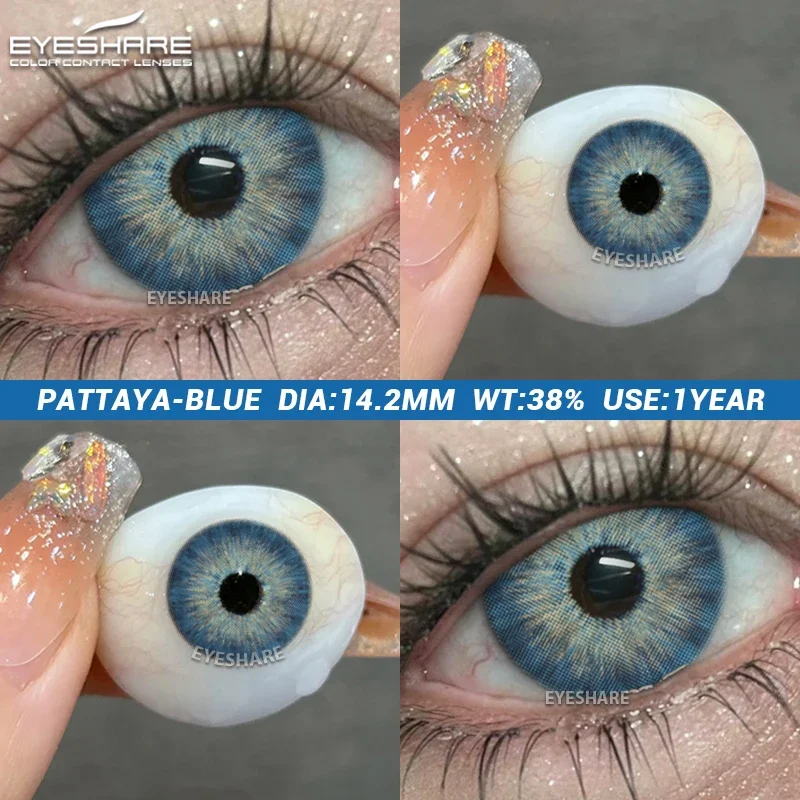 EYESHARE 1 Pair Myopia Lenses Color Contact Lenses with Prescription Natural Brown Eye Contact Gray Pupils Yearly Colored Lens