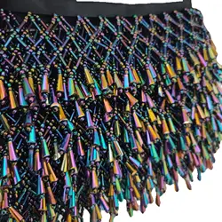 6cm Wide Braided Beaded Fringe, Sewing, Curtain, Lampshade, Black, Turquoise, Gold, Clear, Pink, Red Bead Fringe
