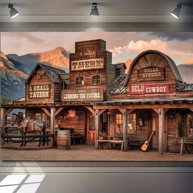 

Западный баннер для паба, ковбойский салон, сцена, день рождения, фестиваль, декор, настенный фон, бесплатные крючки в комплекте, простая установка