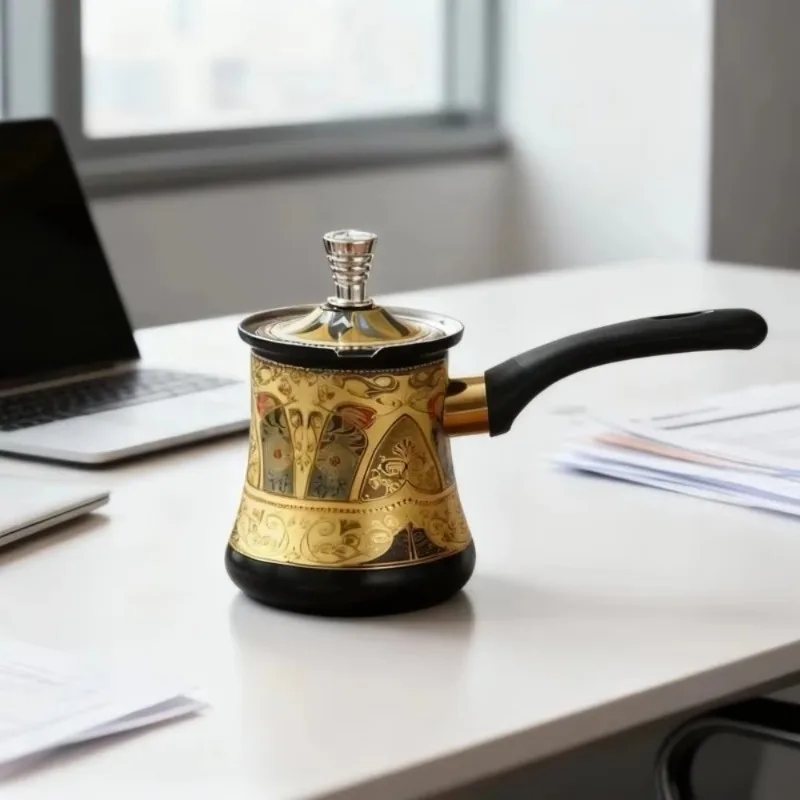 350/550/720ml Stainless Steel Turkish Coffee Pot Long Handle Chocolate Melting Pot Portable Luxury Milk Tea Pot Porridge