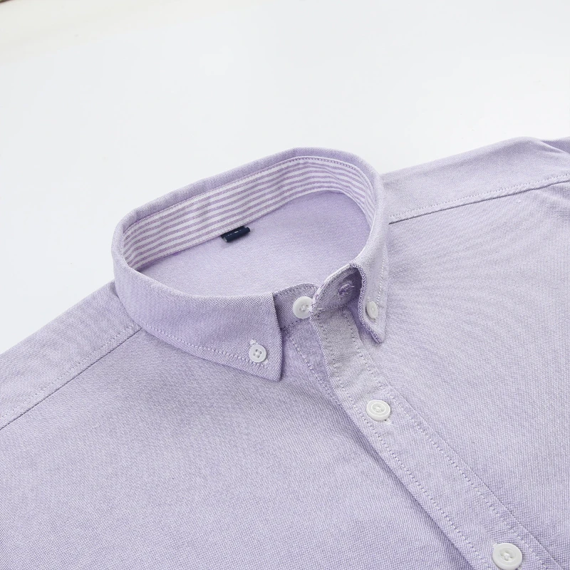 5XL Oxford 100 % Cotton Long Sleeve Shirt for Men Business Casual Relaxed Fit White Shirt Men Long Sleeve Plaid Striped Shirts