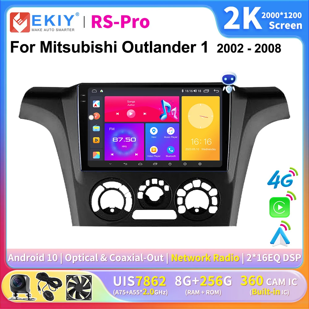 

EKIY 2K экран Android стерео для Mitsubishi Outlander 1 2002 - 2008 4G Wifi навигация Carplay Авторадио 2 Din DVD BT головное устройство