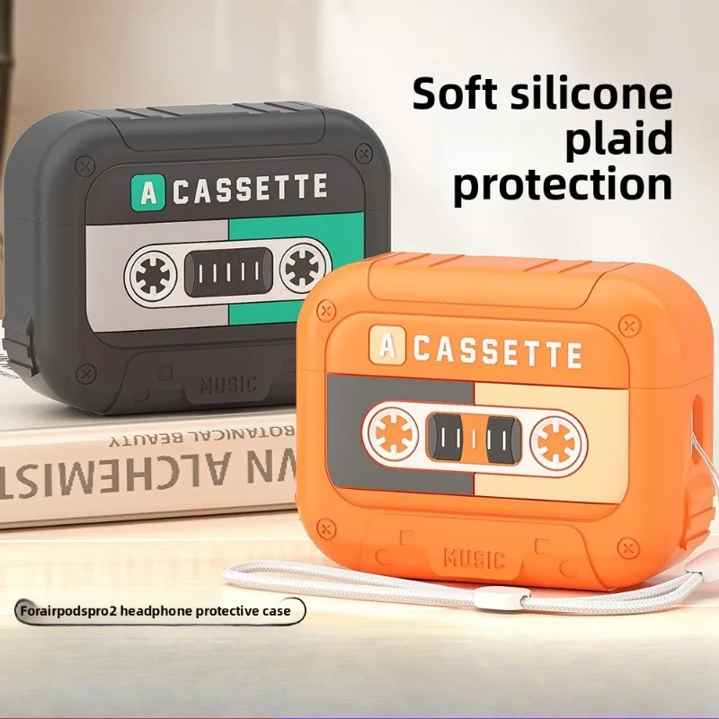 

Retro Silicone Earbud Case Cassette-shaped Compatible with AirPods 2nd/4th Generation Shockproof Splash-resistant Easy To Clean