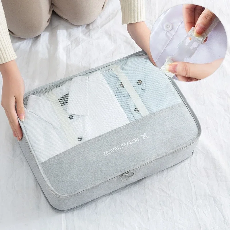 Tas Penyimpanan Pakaian Perjalanan Fashion Tahan Air Pengatur Penyortiran Pakaian Lipat dengan Ritsleting Produk Aksesori Bagasi