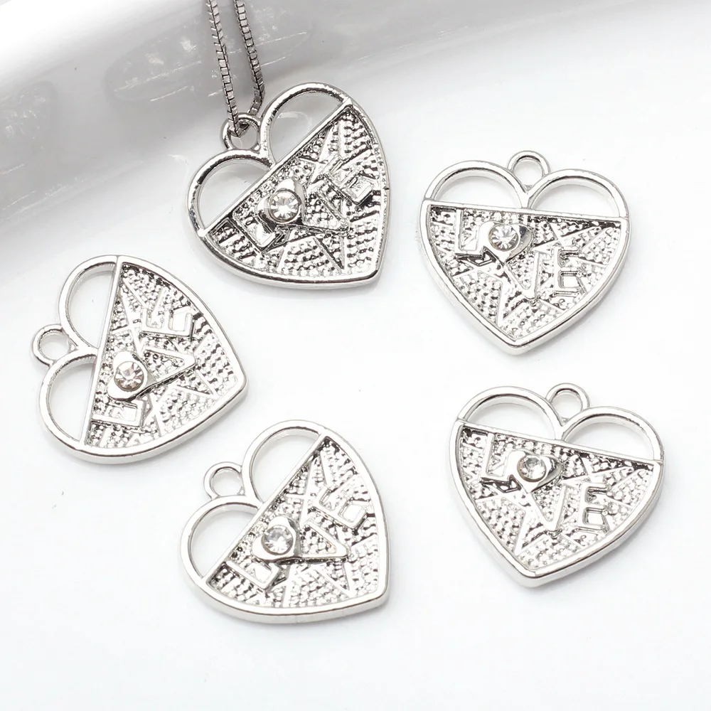 10pcs Alloy Metal Hollow Out Charm Heart Shape Pendant For Handmade DIY Ornaments Earring Necklace Bracelet Accessories Supplies