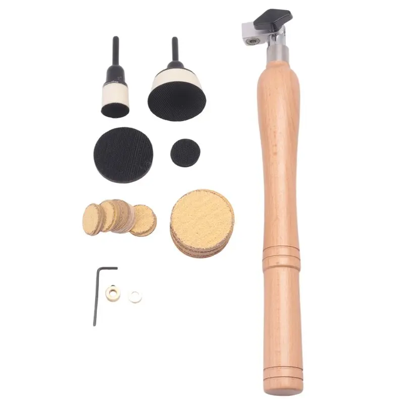 AT29-Bowl Sander Set 50Pcs Sandpaper Discs Bowl Sanding Tool With Handle For Woodworking Lathe Polishing And Sanding Wood