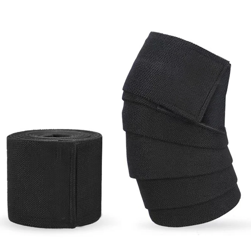 Medium Stiff Weightlifting Knee Wrap, Flexible Knee Staps, No Magic Tape, 2.5 m, 1 Pair