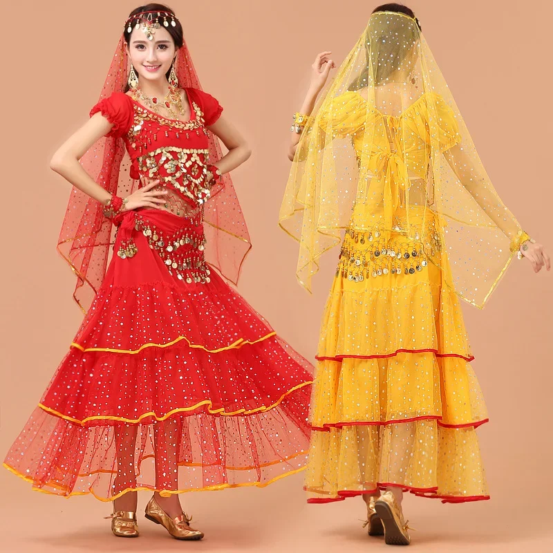 Tenue de spectacle de danse indienne exotique, tenue d'entraînement de danse du ventre sensuelle pour femmes, costume de présentation sur scène de Jazz
