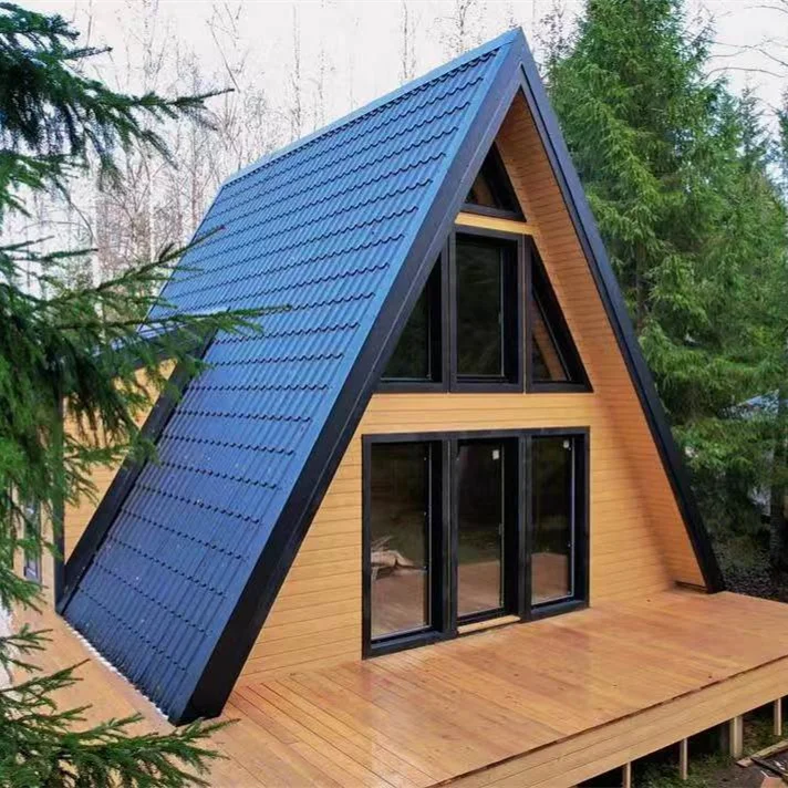 منزل صغير مثلث هيكل فولاذي مسبق الصنع وحدات Casas Prefabricadas Maison Prefabriquee A-Frame Cabin Kit House