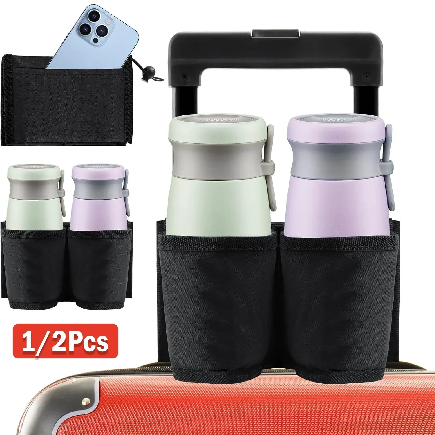 

1-2Pcs Luggage Travel Cup Holder Drink Carrier Suitcase Luggage Cup Holder Travel Essentials for Flight Attendants Business