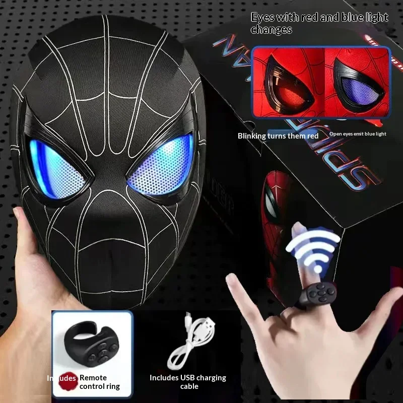 Hot Electric Spider-Man Mask Remote Control Movable Light Up Eyes Cosplay Helmet Party Costume Prop Collection Gift For Fans