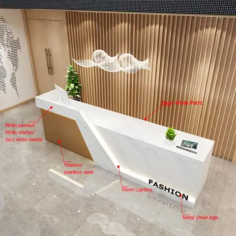 Lada High End Marble Stone Modern Design Reception Desk For Office Table Luxury Retail Stores Table Desk