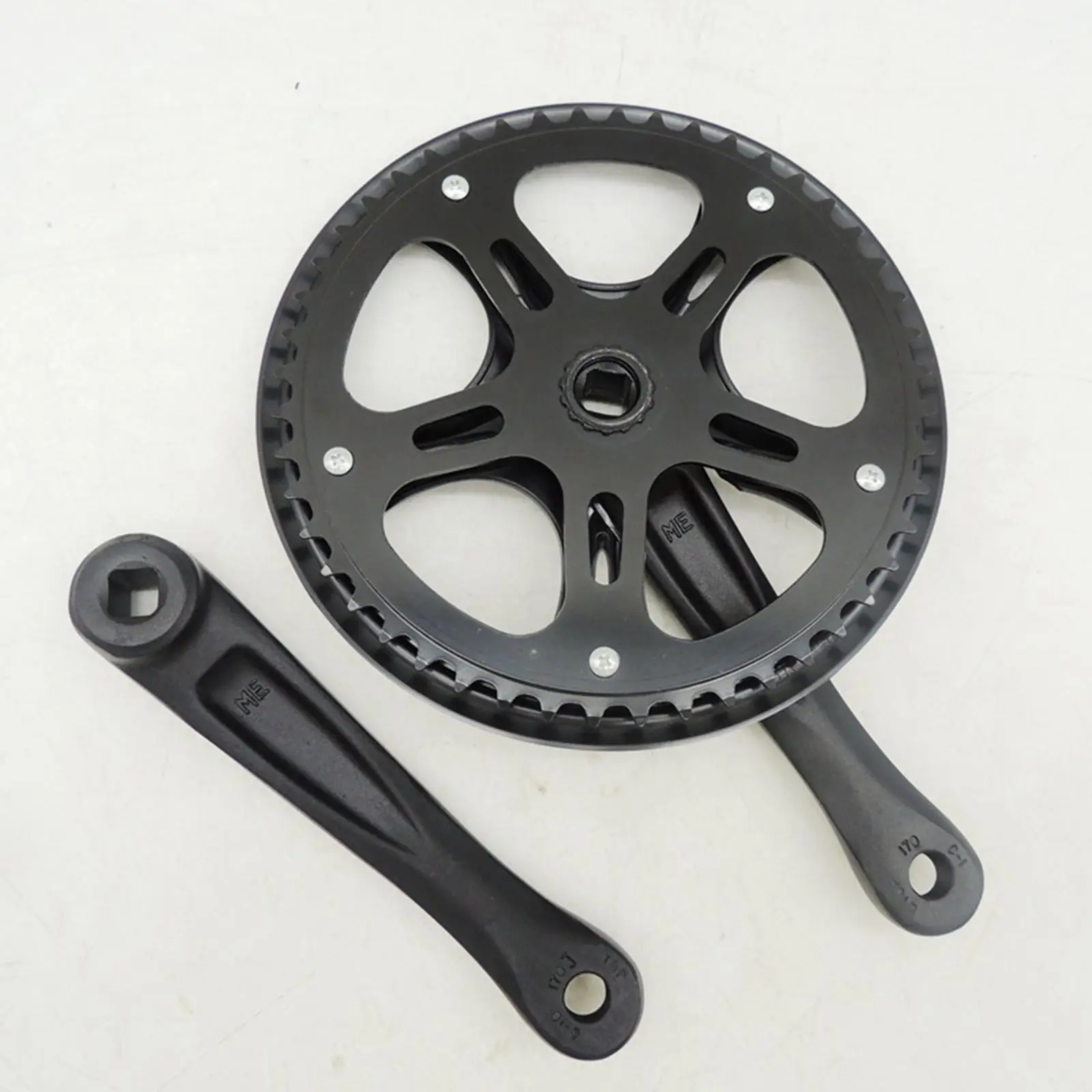 Bike Crankset Single Chainring Bike Crank Arm Set Outdoor 170mm High Strength 48T Chain Wheel Aluminum Alloy Bicycle Crankset