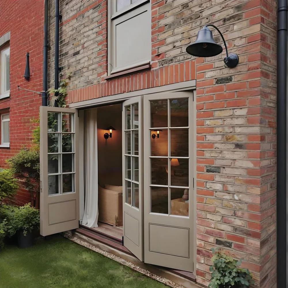 Folding Accordion Door Exterior Interior Entry Sliding Bi Fold Doors Aluminum Alloy Double Glaszed For Garden Home Customize