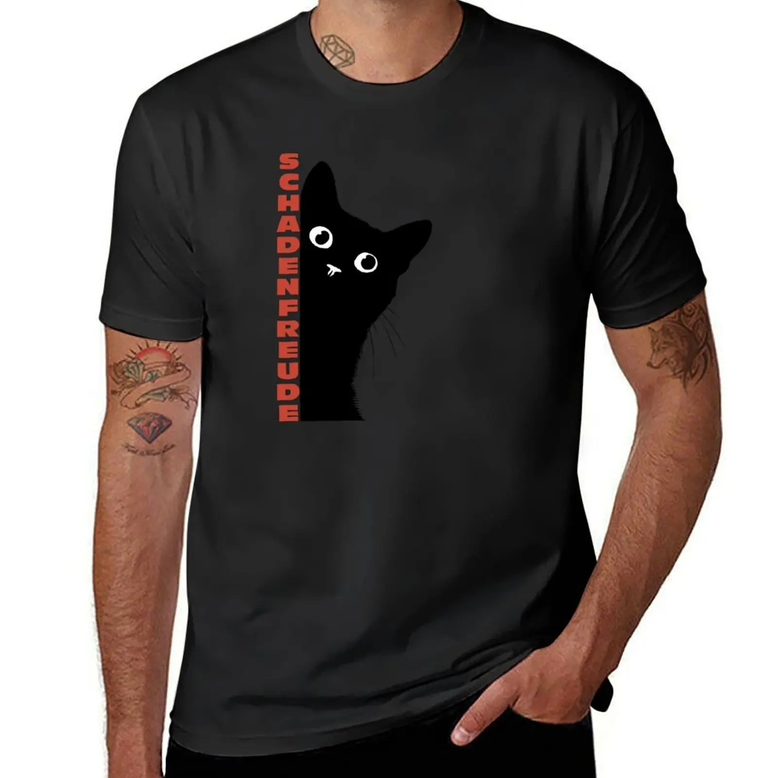 Schadenfreude Cat T-Shirt quick-drying anime summer top black t-shirts for men