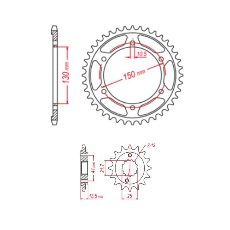 525 16T 47T Motorcycle Front Rear Sprocket Gear Wheel For HONDA XL600 XL600V Transalp PD06 XL700 XL700V XL700VA XL 600 700