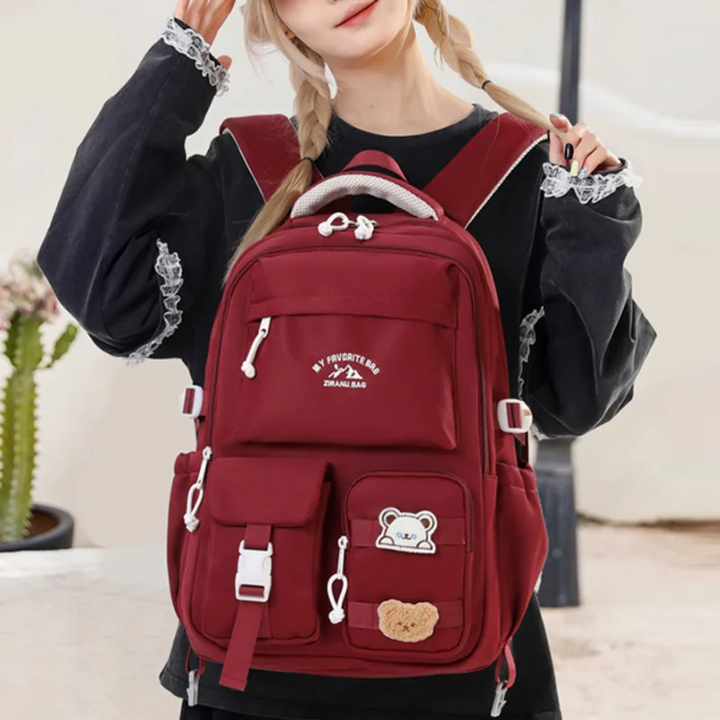 Bear Cloud Y2K Backpacks Ins Pendant Students Double Shoulder Bag Back To School College School Girl High Capacity Backpacks New