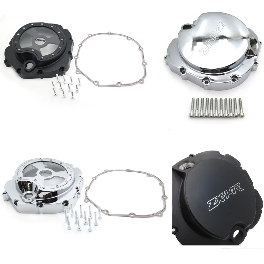 Engine Clutch Cover See Through for Kawasaki  ZX14R ZZR1400 2006-2022 2019 2020 2021 Chrome Right Aftermarket Motorcycle Parts