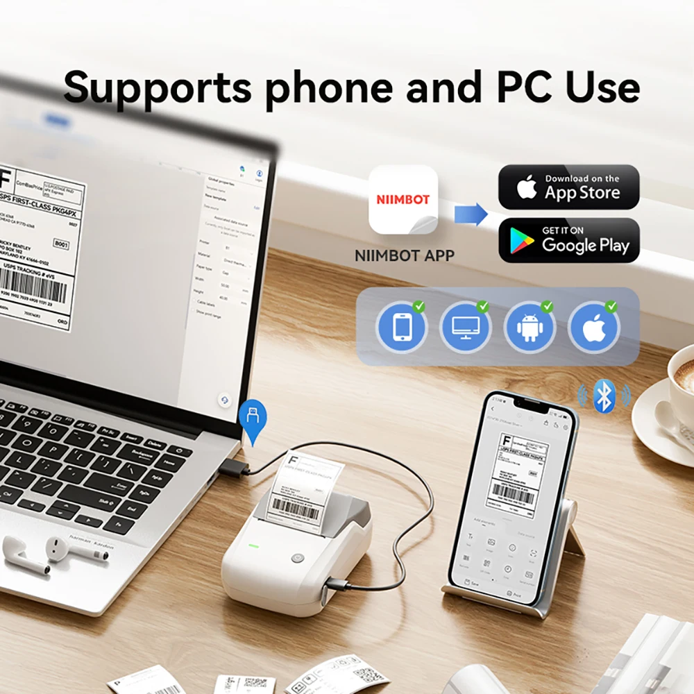 Niimbot B1 Thermische Labelprinter Bluetooth Draagbare Pocket Label Maker Barcode QR Code Zelfklevende Sticker Etiketteermachine