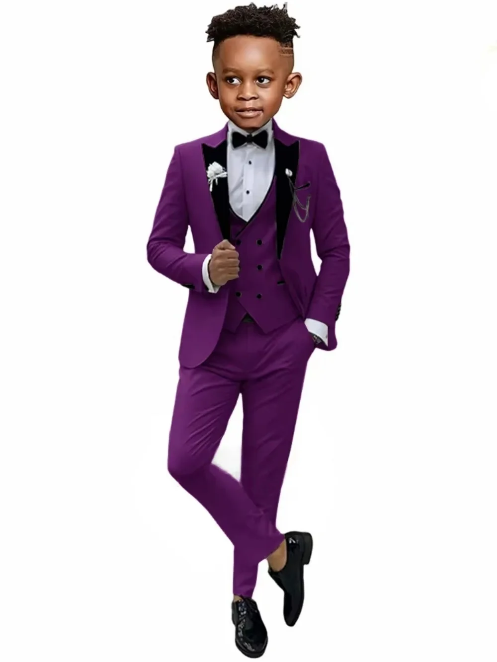 Boys Handsome Suit Set 3 Pieces Wedding Ring Bearer Outfit Formal Peak Lapel Kids Slim Fit Tuxedo Piano Performance Wear 2-20T
