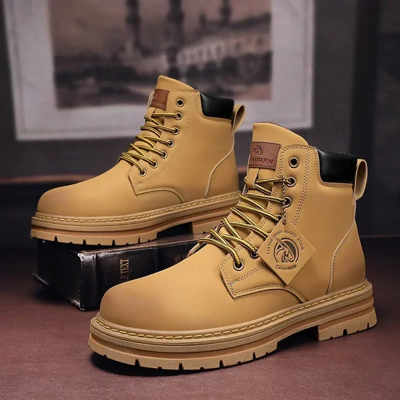 High Top Boots Men's Leather Shoes Fashion Motorcycle Ankle Boots for Men Winter Boots Man Shoes Cowboy Boots Platform Boots