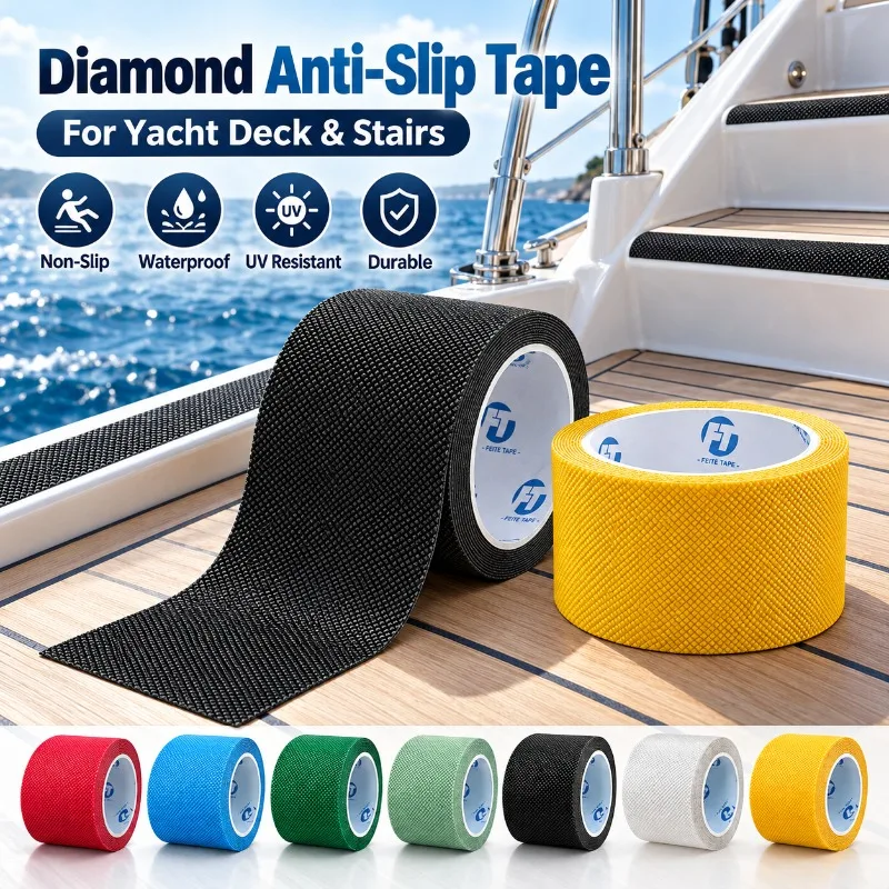 50MMX3M Anti-Slip Tape – Diamond Texture, Wear-Resistant Self-Adhesive Strips,Waterproof, for Bathroom, Yacht Deck, Staircase