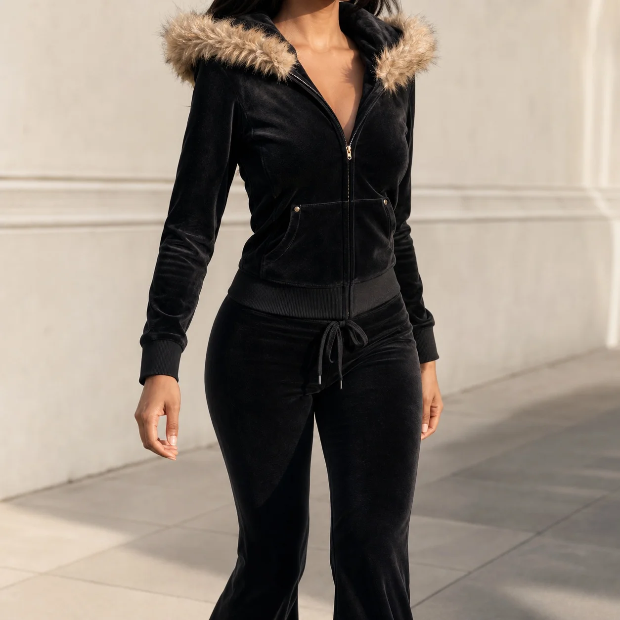 Women's Western Style Slim Fit Printed Hoodie Long Sleeve Zipper Front Pocket Collarless Streetwear Winter Coat Female Clothing
