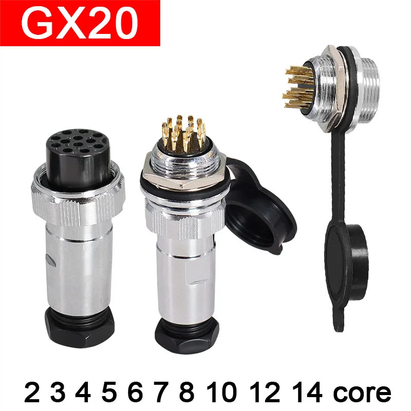 Aviation DF-GX20-2 3 4 6 7 8 10 12 14 Core Plug Socket Waterproof Connector 20mm GX20 2P 3P 4P 6P 7P 8P 10P 12P 14Pin
