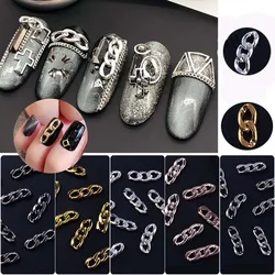 50pcs 2/3 Sections Alloy Chain Nail Decoration 3D High Quality Punk Gold/Silver Chains Nail Decoration DIY Nail Accessories