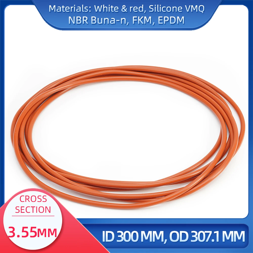 

O Ring CS 3.55 mm ID 300 mm OD 307.1 mm Material With Silicone VMQ NBR FKM EPDM ORing Seal Gask