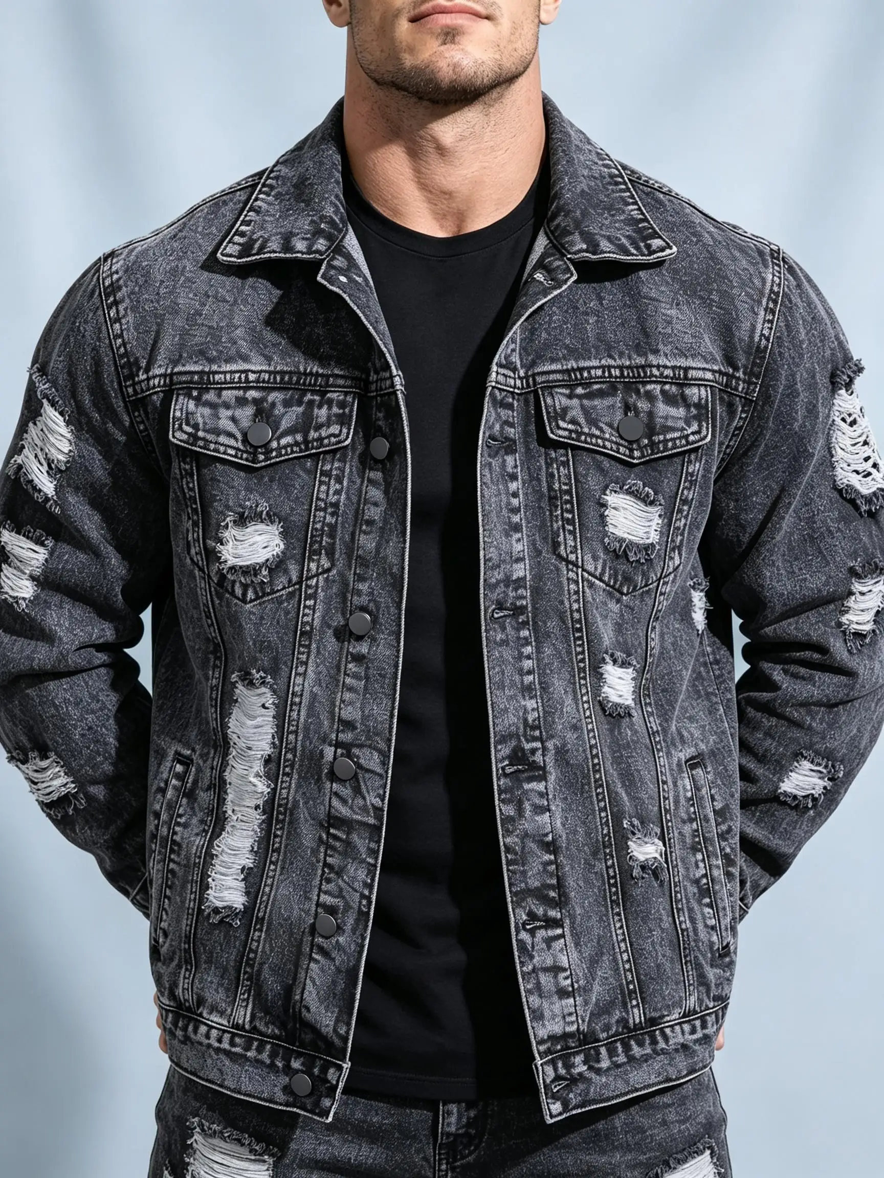 Y2K Fashion Aesthetic Street Jean Jacket for Men American Trend Denim Coat Ideal Gift for Your Lover Husband