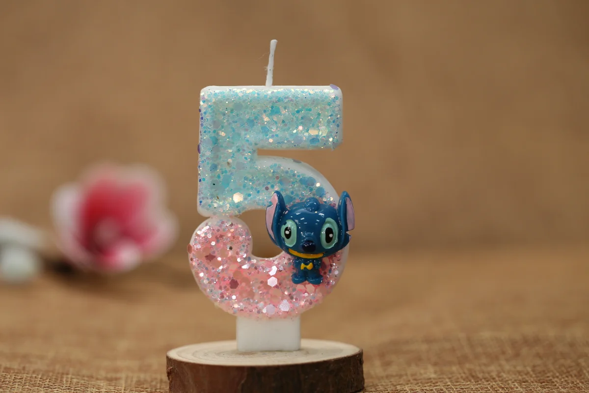 Disney Anime Lilo & Stitch 0-9 Number Candle Cute 3D Stitch Cartoon Character Party Cake Plug-in Birthday Cake Decoration Gift