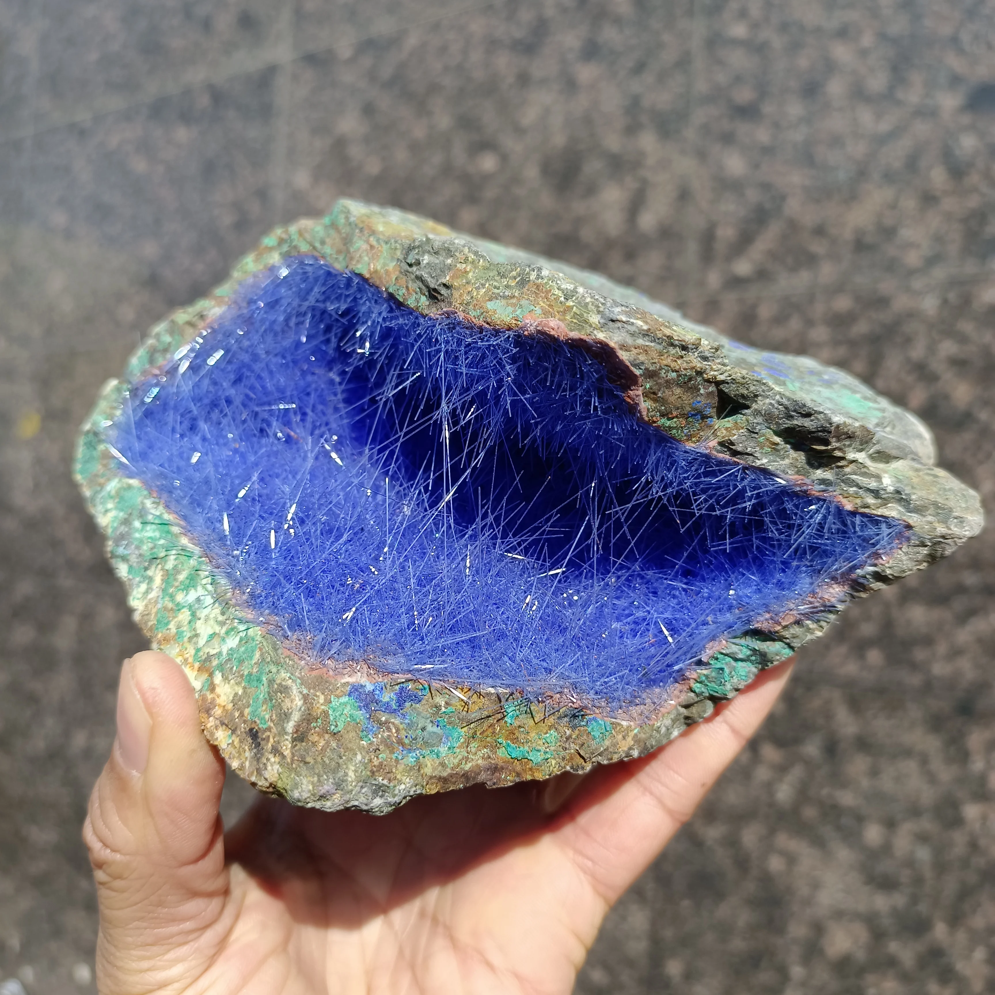 

Natural Phosphorus Manganese Ore Symbiosis Blue Hair Ore Cluster, Quartz Crystal Energy Mineral Healing Stone, Degaussing Decor