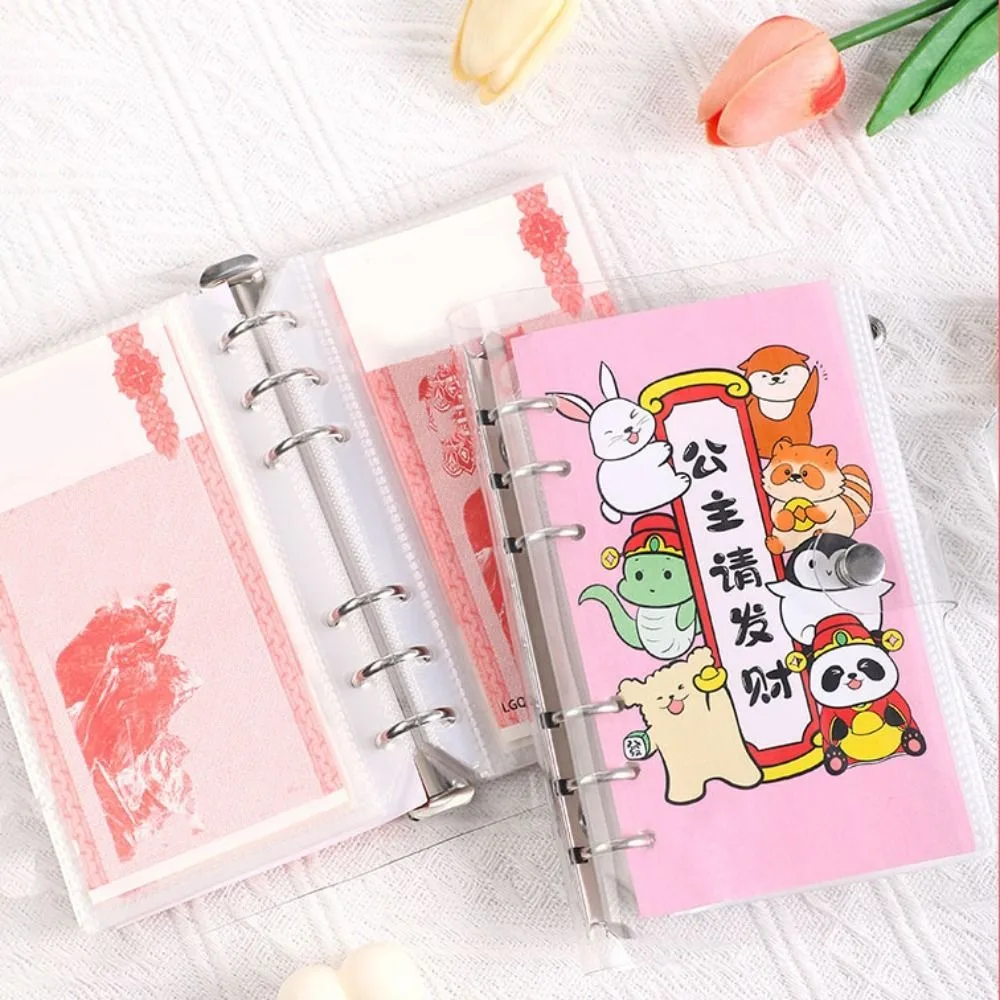 Cute A6 Saving Money Binder PVC Portable Budget Binder Wallet Storage Refillable Planner Organizer New Year's Gift