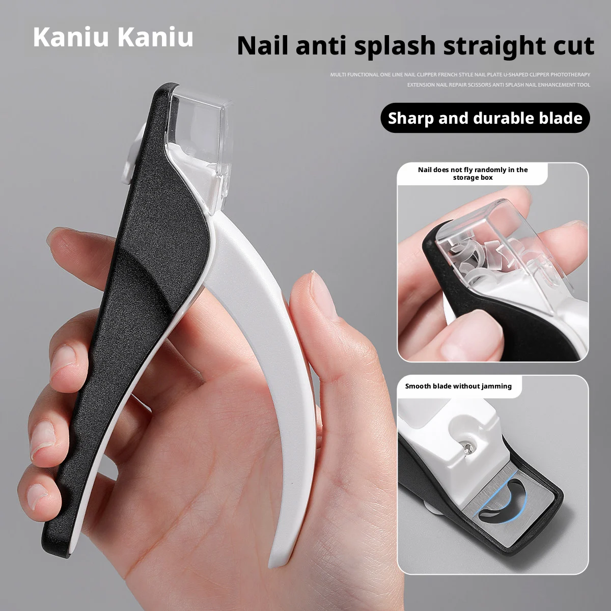 

Kaniu Nail Anti Splash Straight Cut Nail Clipper U Shaped Fake Nail Scissors Tip Edge Cutter Manicure Cutting Art Tools