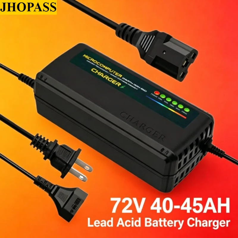 HD Smart 72V 40AH-45AH LED AGM GEL Dry Water Lead Acid Battery Charger for Motorcycle E-bike Scooter 110V-220V EU AU UK US Plug