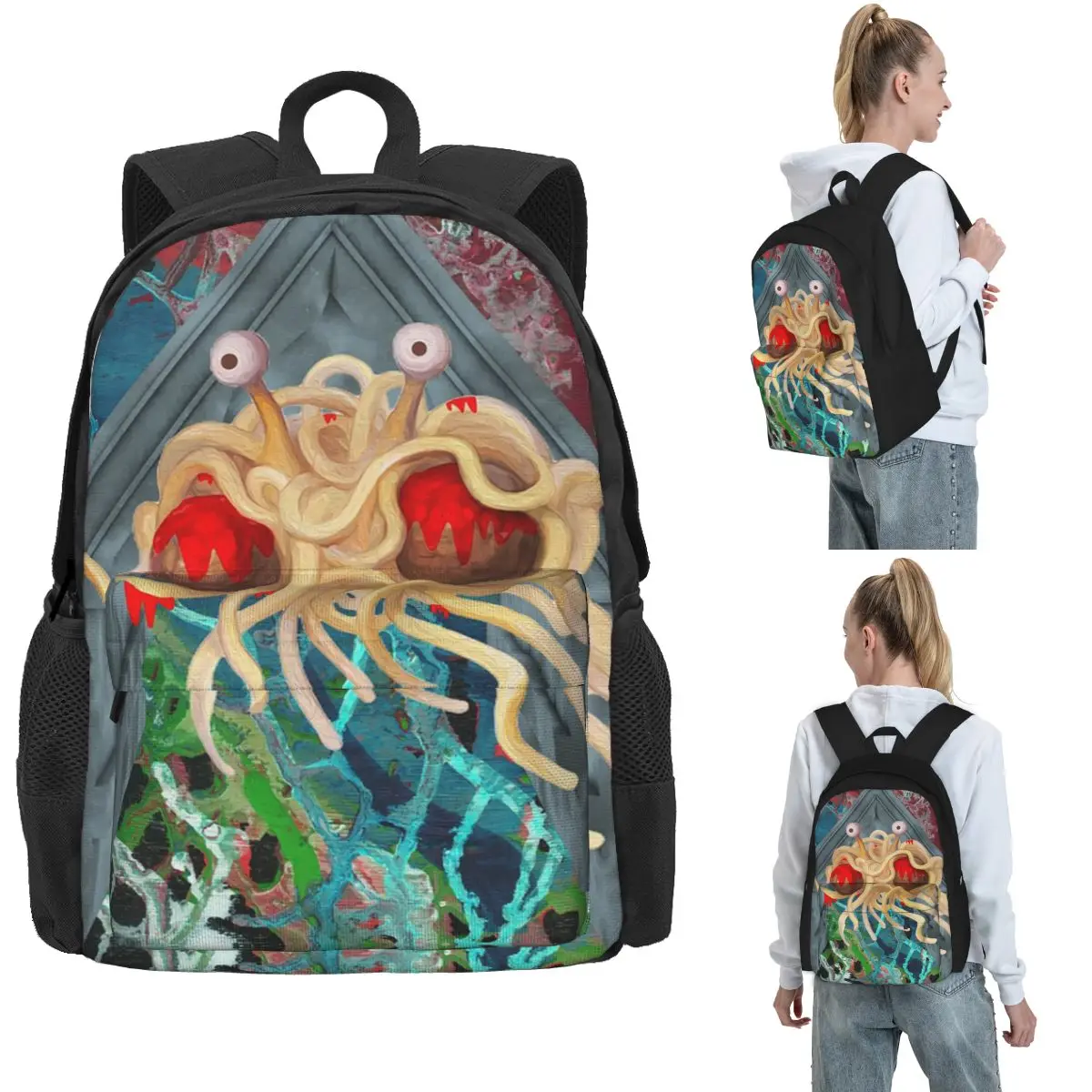 Flying Spaghetti Monster Backpack Hot Sale Daypack Large Capacity Children BookBag School Bag Shoulder Bags for Men Women