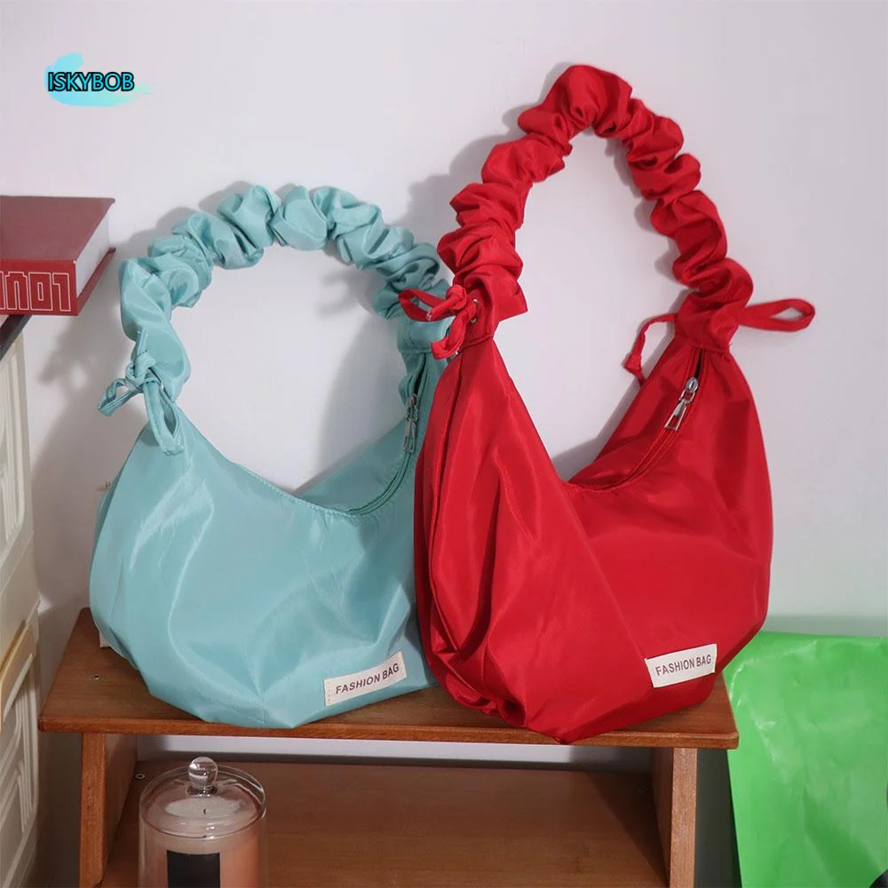 

Fashion Designer Pleated Shoulder Bag Solid Color Casual Hobos Crossbody Bag Large Capacity Leightweight Women's Tote Bag Travel