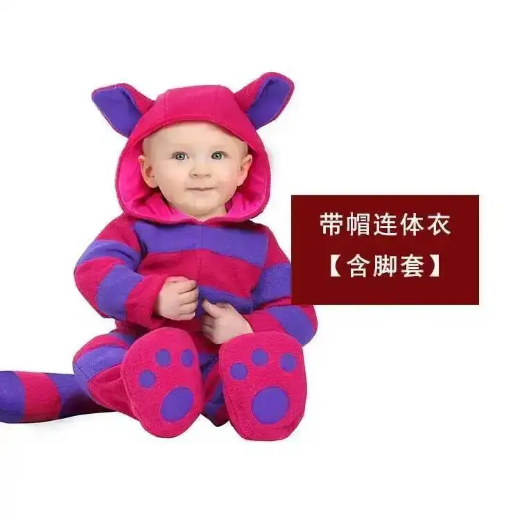 

Костюм полосатого кота Чеширского кота из Страны чудес для детей на Хэллоуин, День защиты детей, сценический костюм для выступлений