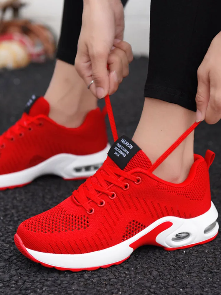 Women Running Sneakers Lightweight Knitted Shoes Women Casual Flats Shoes Female Tennis Shoes Non-Slip Women Sport Shoes