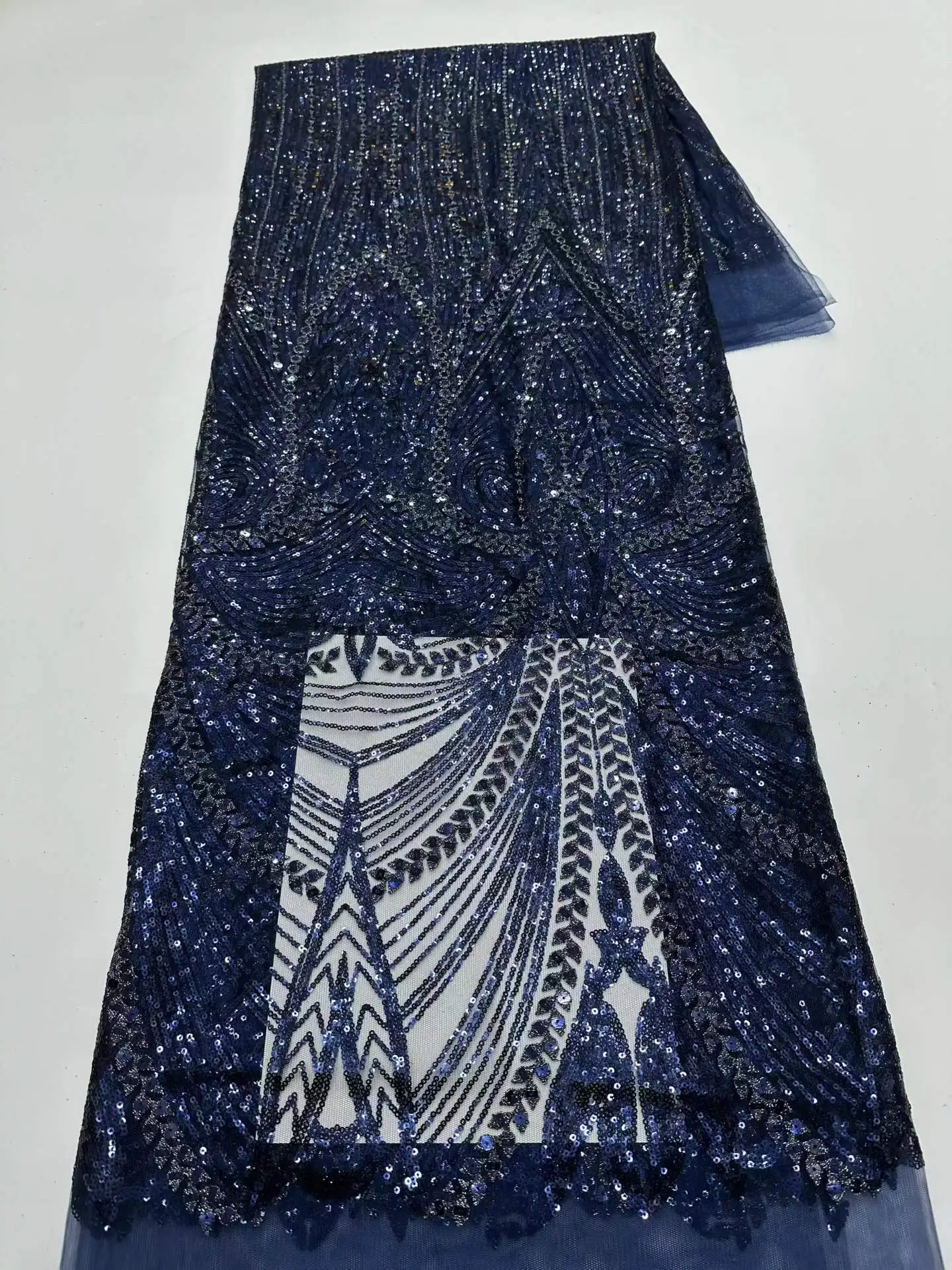

Decorative Sequins Net Lace Fabric with Embroidery Ideal for 2026 Sewing For Lady Dresses Skirts and Home Craft Projects