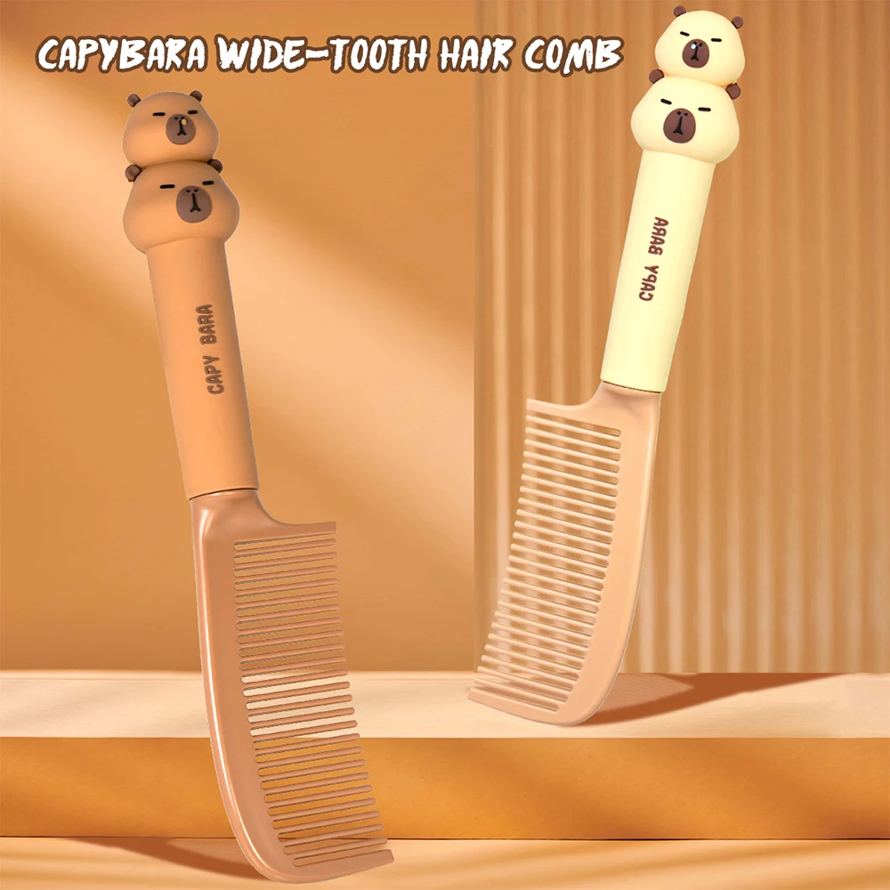 

Cute Capybara Wide-Tooth Comb Anti Static Detangling Tool Animal Design Hair Comb for Thick/Curly Hair Care