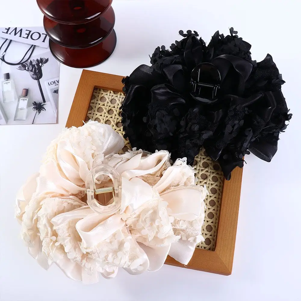 Cute Bow Bow Hair Claw Mesh Lace Shark Clip Bubble Multilayer Hair Pins Lady