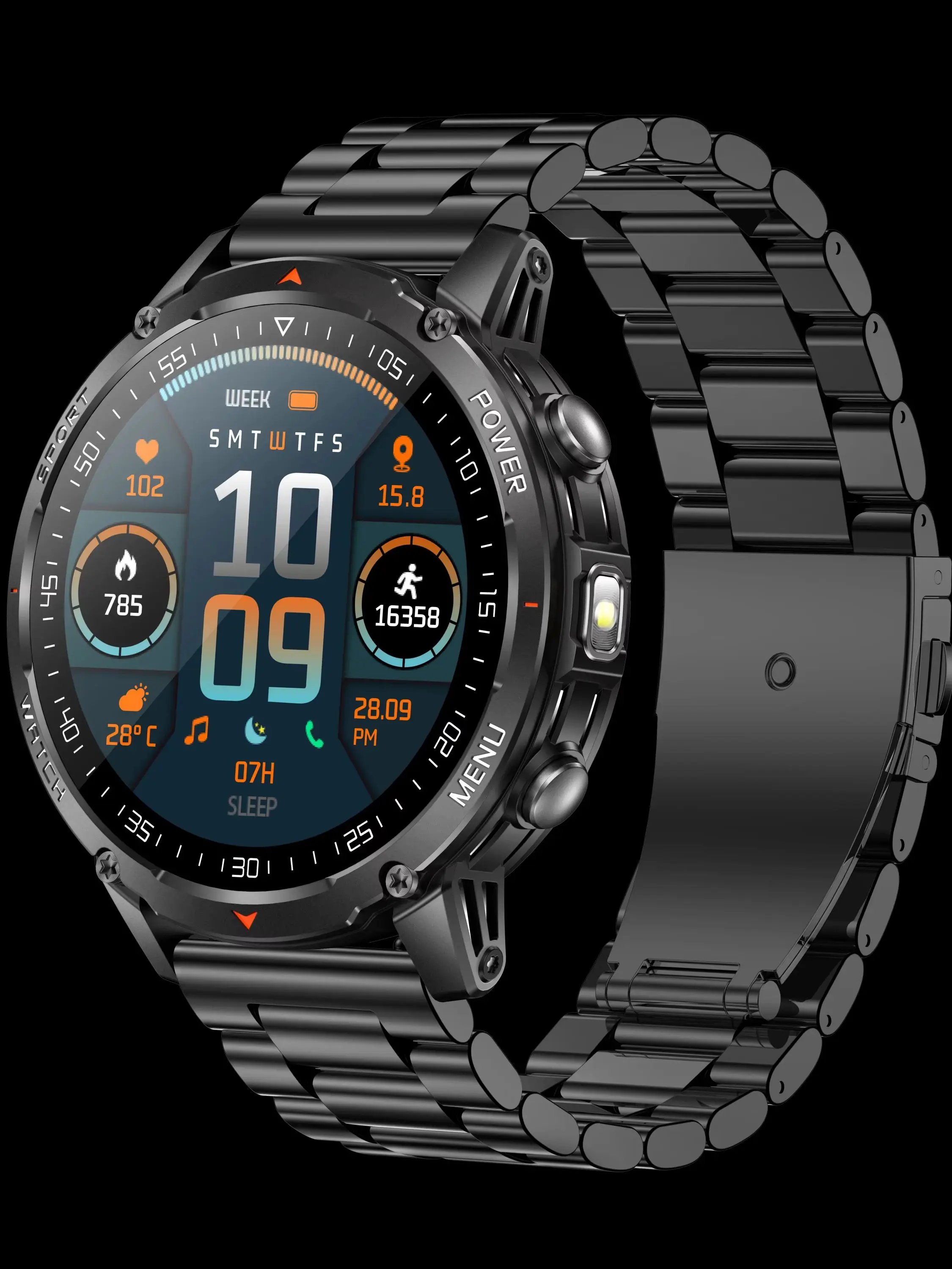 Nowy smartwatch wojskowy z GPS, 1400mAh, ekran AMOLED 1.53 cala, wodoodporność 10ATM, zegarek z funkcją SOS, latarka, kompatybilny z iOS, model 2026. — 2